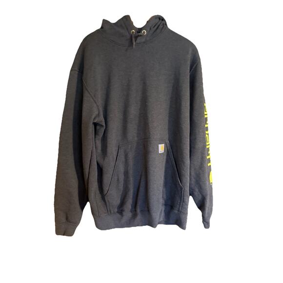 Carharrt Medium Sleeve Graphic Hoodie Heather Gray Pullover Loose Fit - Picture 3 of 5